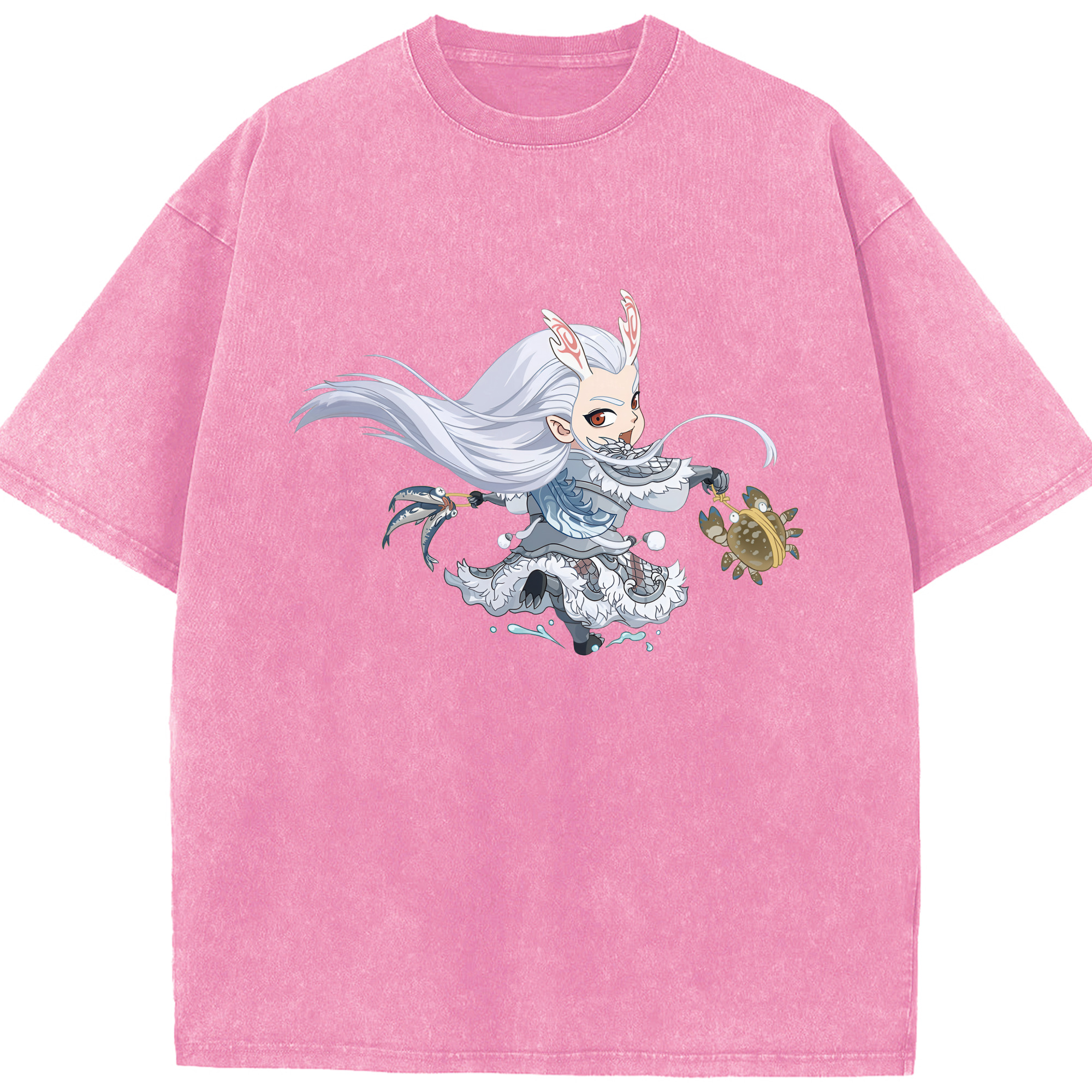 （画像用） Ne Zha 2 ナタ 魔童の大暴れ 綿100% ヴィンテージ風 半袖Tシャツ（フロントプリント）